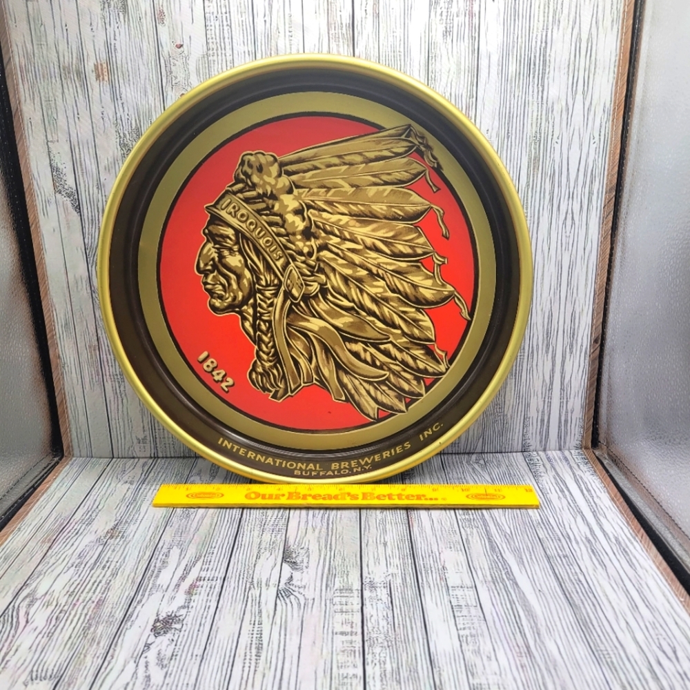 Vintage Iroquois Indian Head Beer & Ale Metal Tray